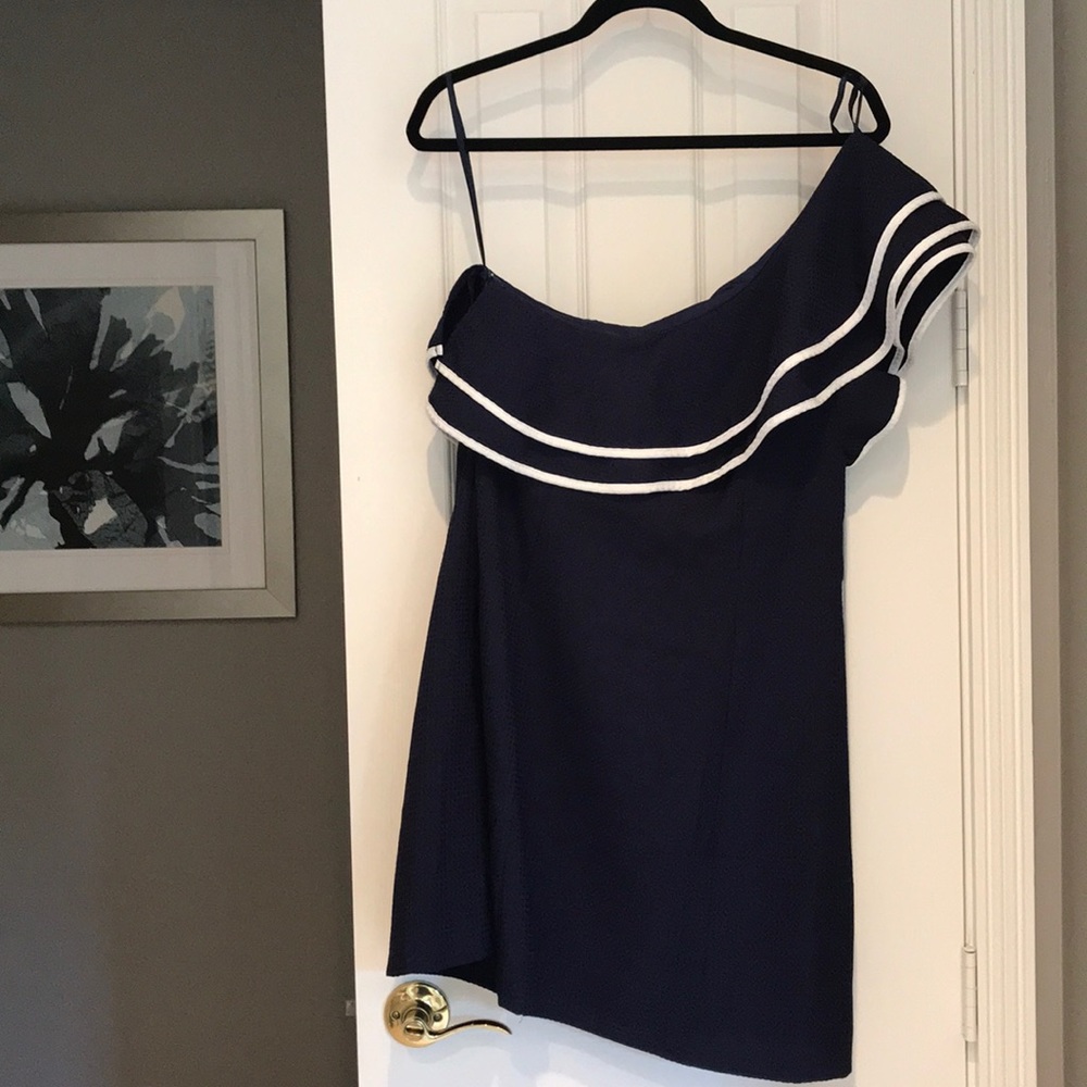 One Shoulder Navy Dress Size L